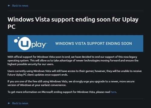 暴雪育碧齐出手：终止对Windows Vista支持