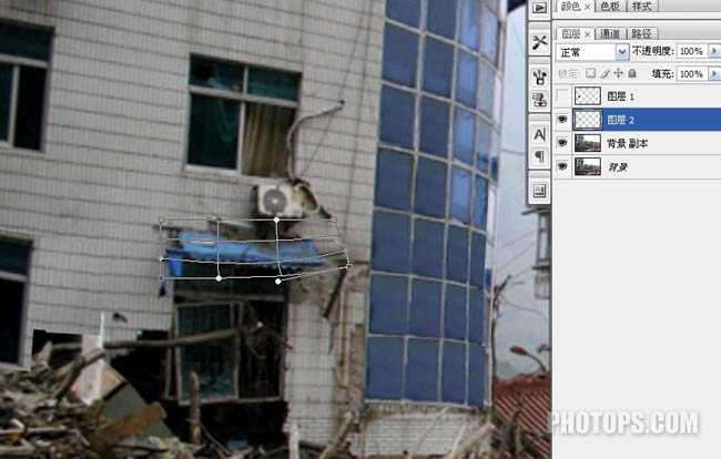 Photoshop 让地震后的废墟再现辉煌的处理