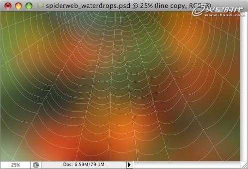 Photoshop打造挂满露珠的蜘蛛网