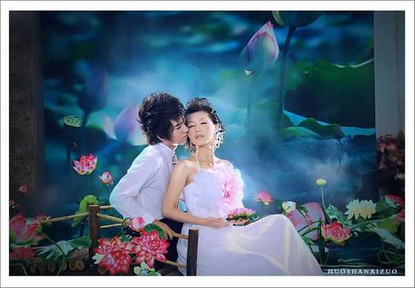 PhotoShop为情侣婚纱照片调制出梦幻清新效果