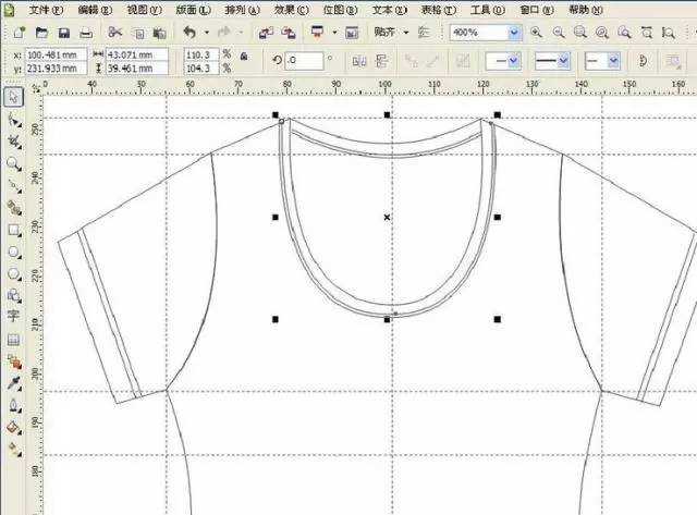 Coreldraw详细解析女士短袖T恤的款式图画法教程