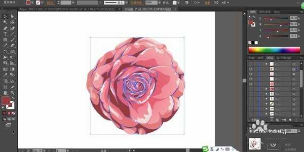 ai怎么绘制一株水彩画效果的月季? ai画月季的教程