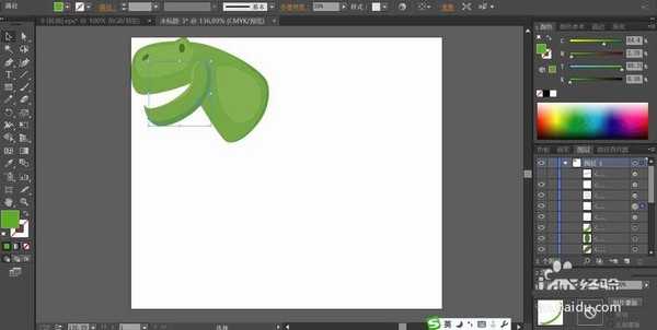 ai怎么绘制扁平化的绿色小恐龙?