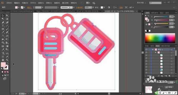 ai怎么手绘粉色的车钥匙矢量图?
