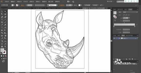ai怎么手绘犀牛头像? ai犀牛黑白头像的设计方法